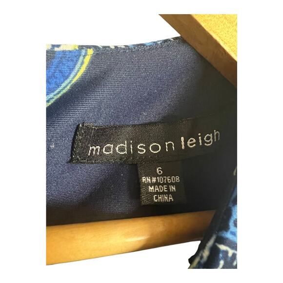 Madison Leigh Women's Dress Size 6 Blue Sleeveless Paisley Print Sheath Pencil - Picture 4 of 6